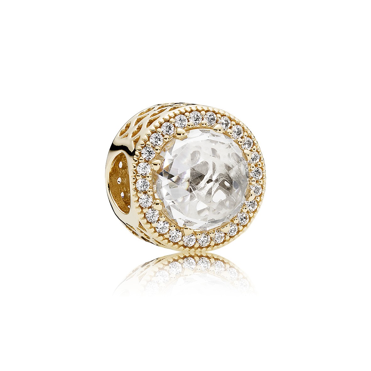Abstract silver charm with clear cubic zirconia | Sale Price R6