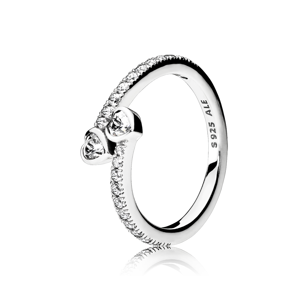 Two Sparkling Hearts Ring