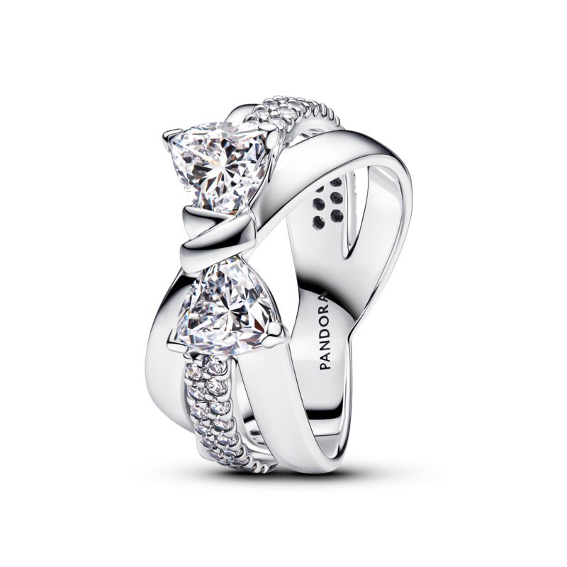 Sparkling Bow Crossover Band Ring