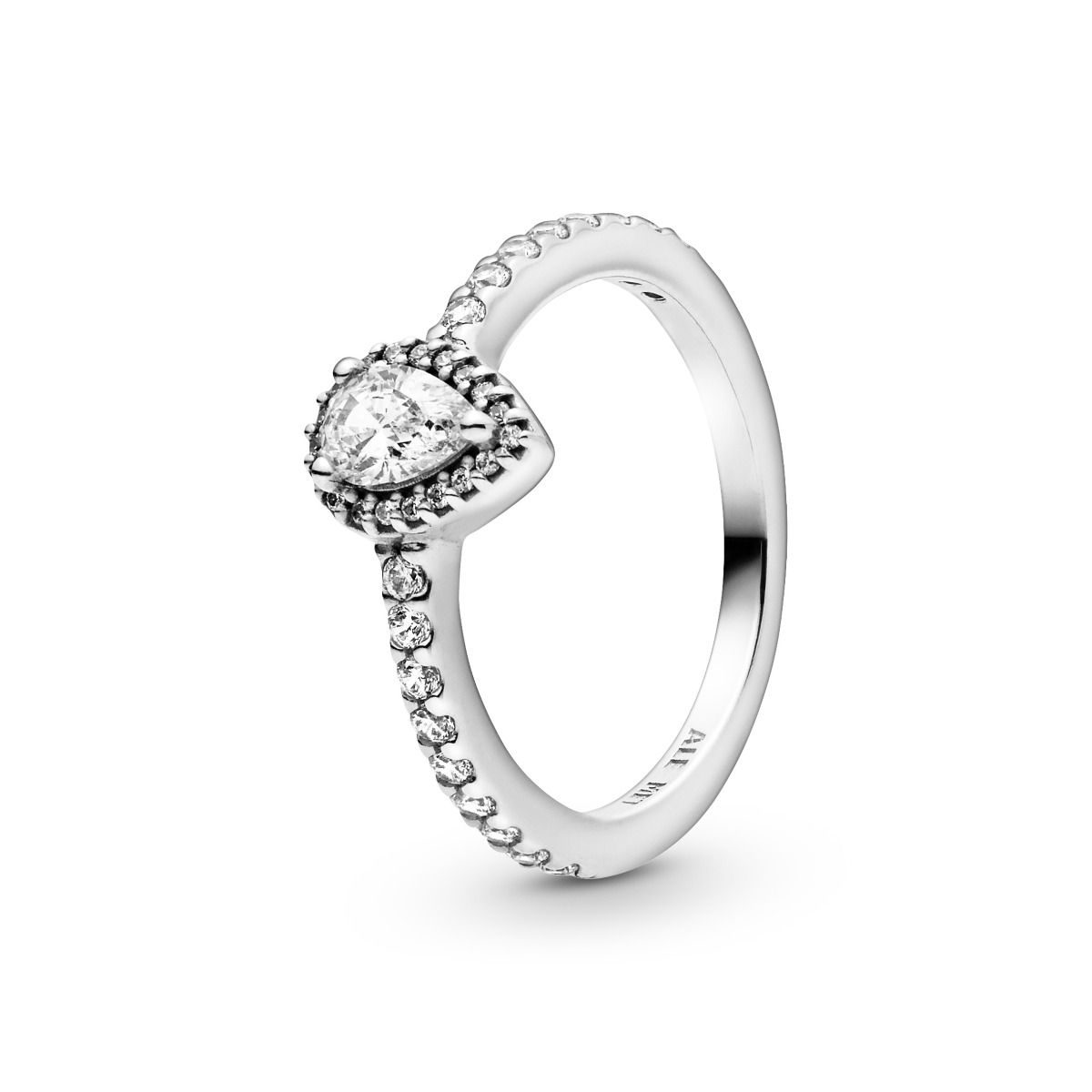  Classic Teardrop Halo Ring in Sterling Silver