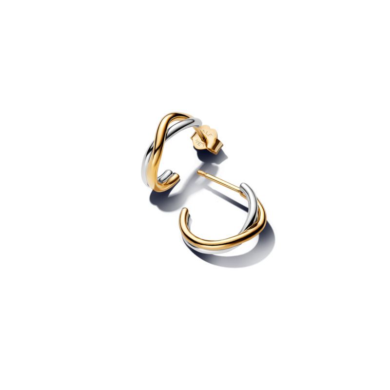 Organically Shaped Two-tone Open Hoop Earrings