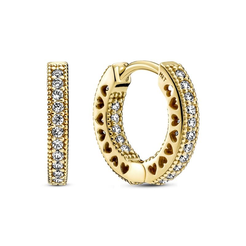 Pav Heart Hoop Earrings