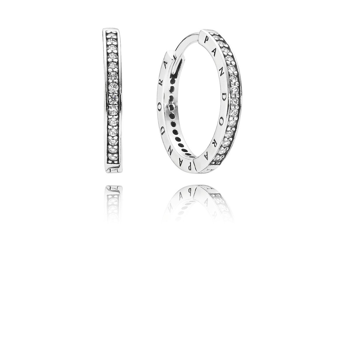 Sparkle & Pandora Logo Hoop Earrings