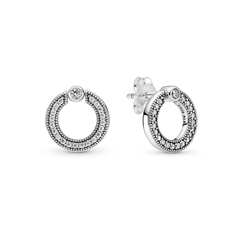 Pavè & Logo Circle Reversible Stud Earrings