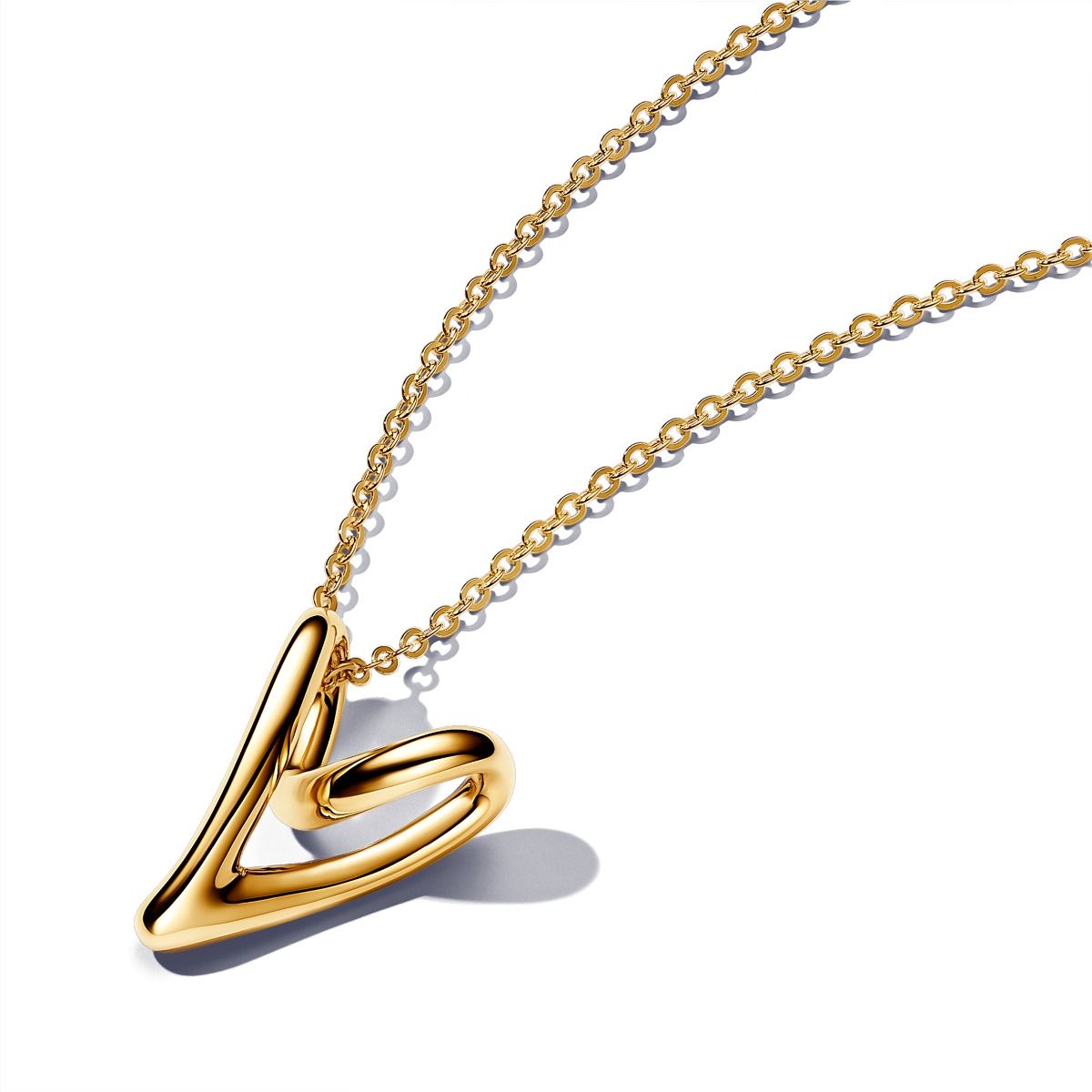 Organically Shaped Heart Pendant Necklace 14k gold-plated