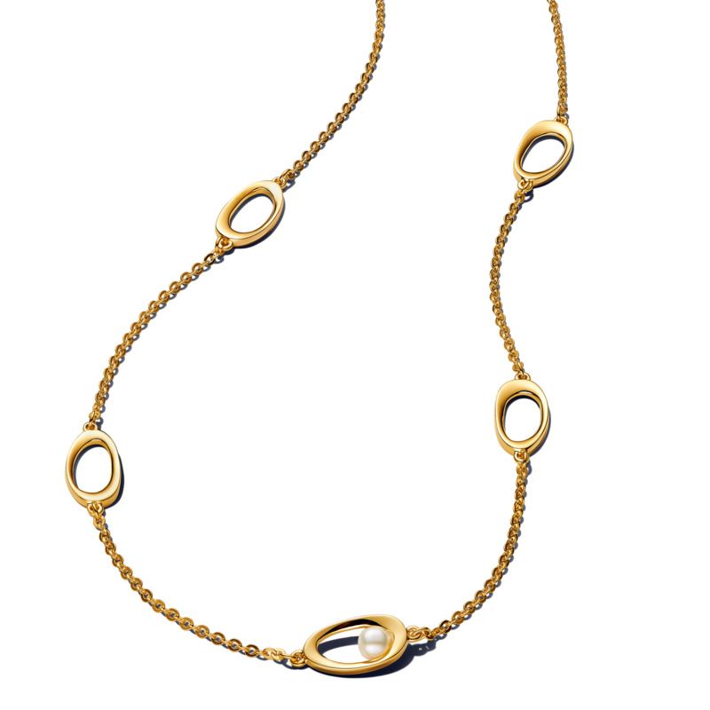Organically Shaped Oval & Treated Freshwater Cultured Pearl Necklace