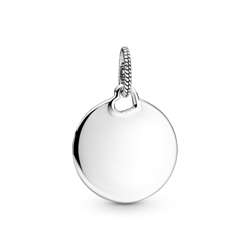 Engravable round sterling silver pendant