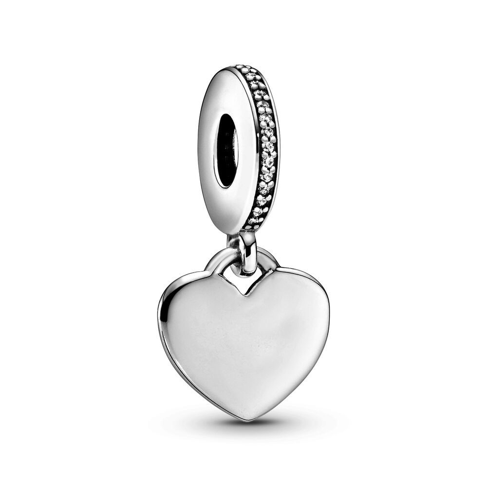 Heart silver dangle with clear cubic zirconia