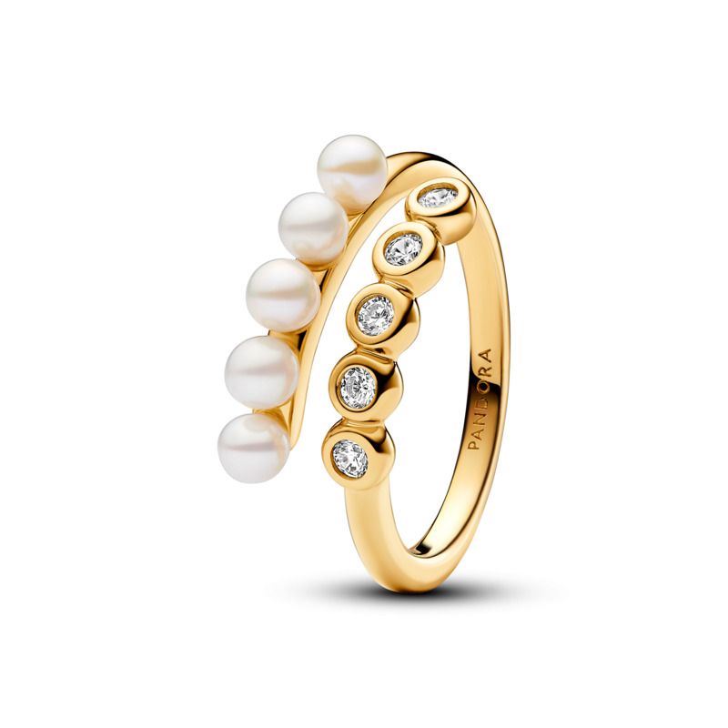  Treated Freshwater Cultured Pearls & Stones Open Ring