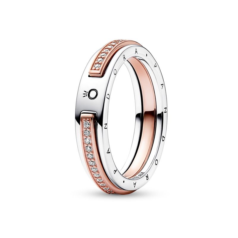  Pandora Signature Two-tone Logo & Pavé Ring