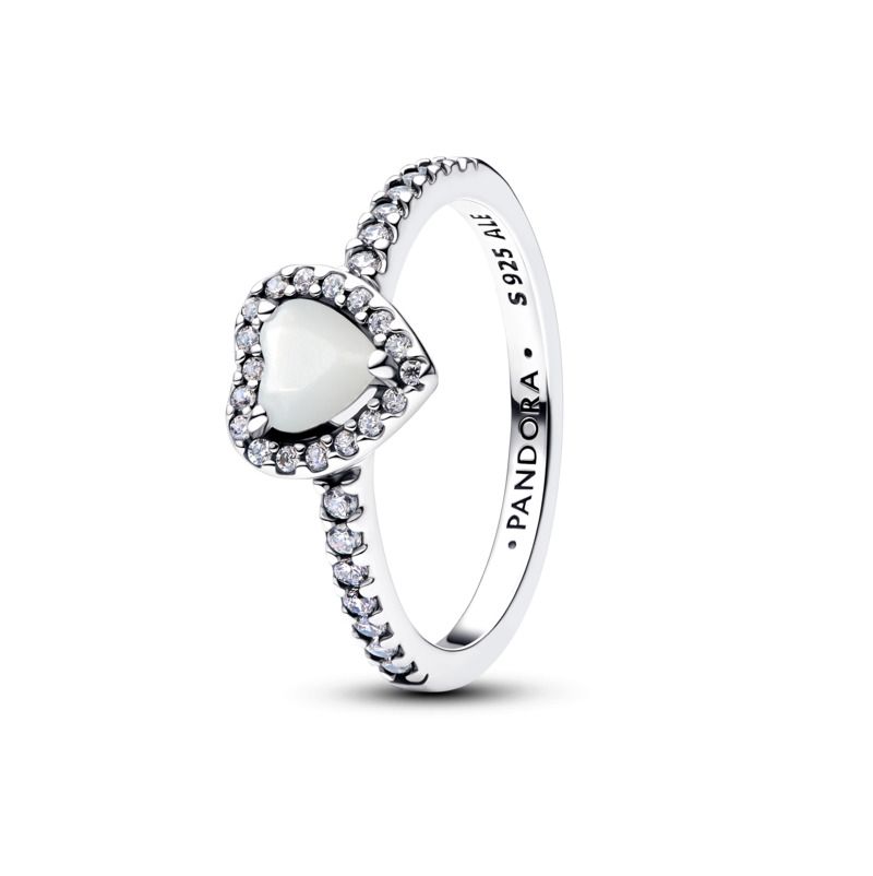 Elevated White Heart Ring