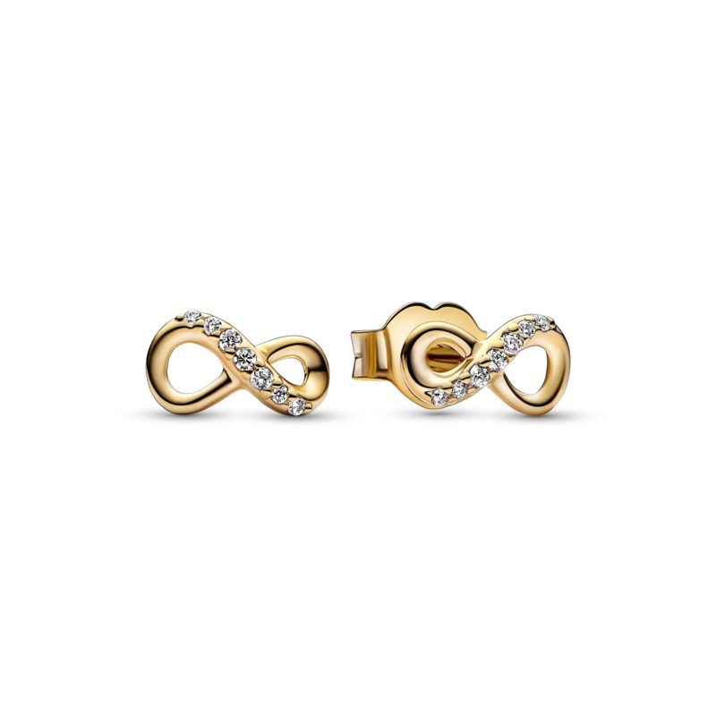 Sparkling Infinity Stud Earrings in 14k Gold-plated unique metal blend