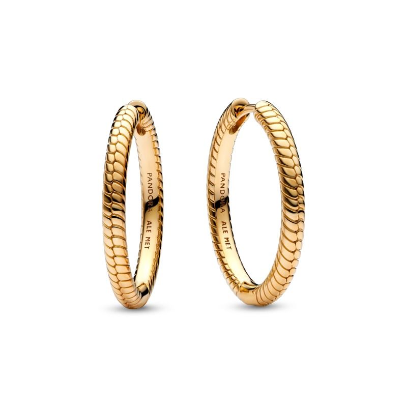 Pandora Moments Charm Hoop Earrings in 14k Gold-plated Unique Metal Blend