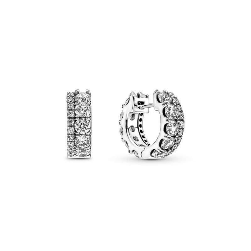 Double Band Pavè Hoop Earrings