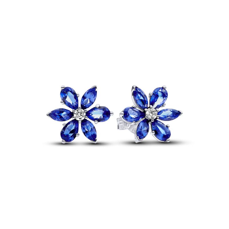 Sparkling Blue Herbarium Stud Earrings and princess blue crystal
