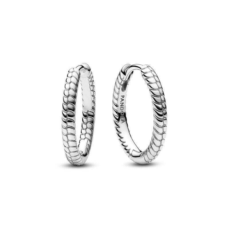 Pandora Moments Small Charm Silver Hoop Earrings 
