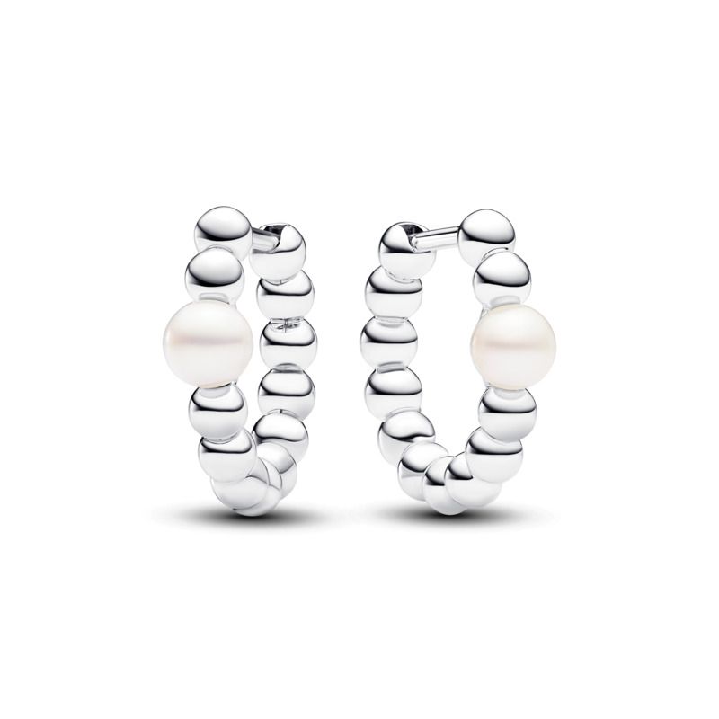  Treated Freshwater Cultured Pearl & Beads Hoop Earrings