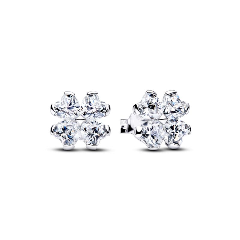 Sparkling Lucky Clover Stud Earrings