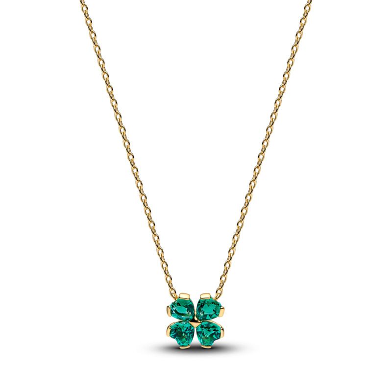 Green Lucky Clover Pendant Necklace