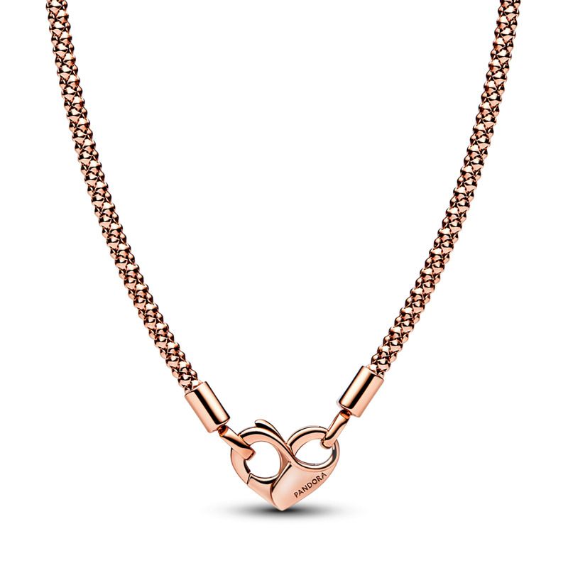  Pandora Moments Studded Chain Necklace in 14k Rose gold-plated