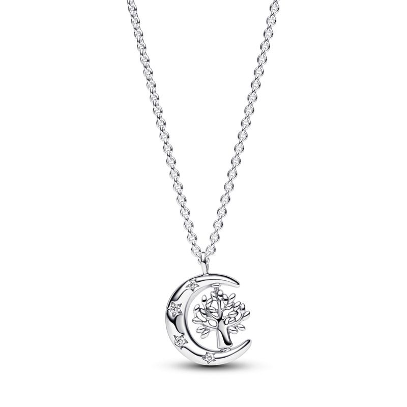 Moon & Spinning Tree Pendant Necklace  