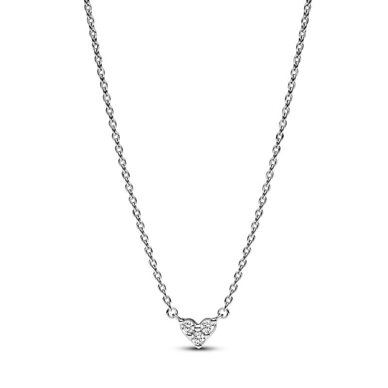 Triple Stone Heart Collier Necklace and clear cubic zirconia