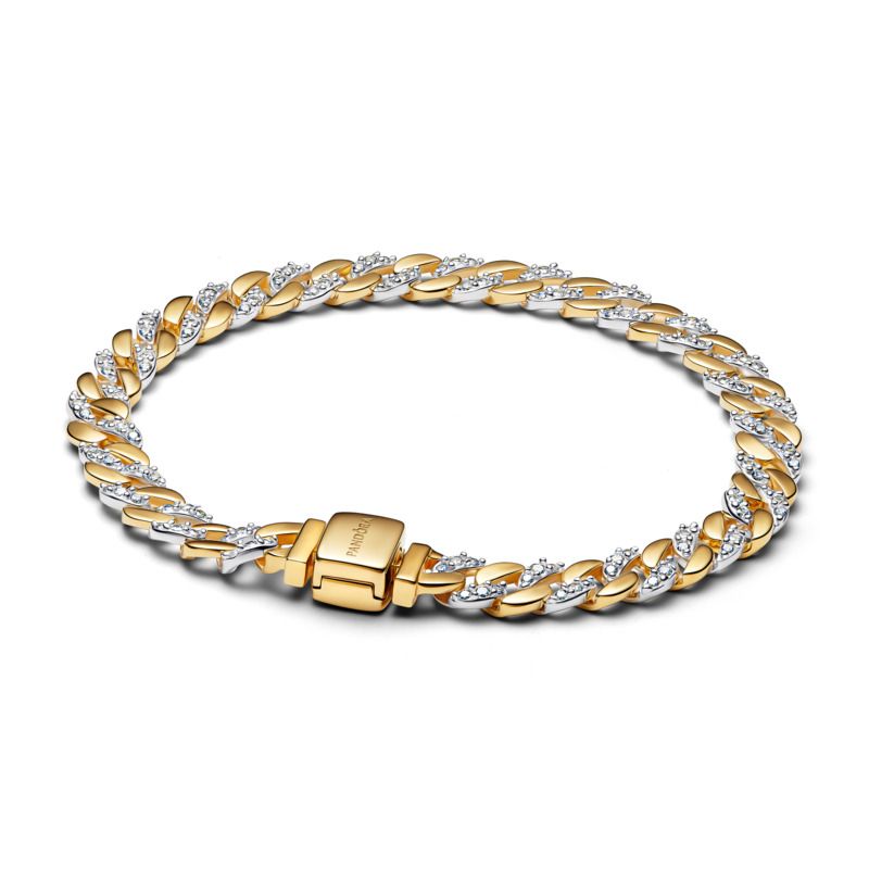 Two-tone Pavé Cuban Chain Bracelet