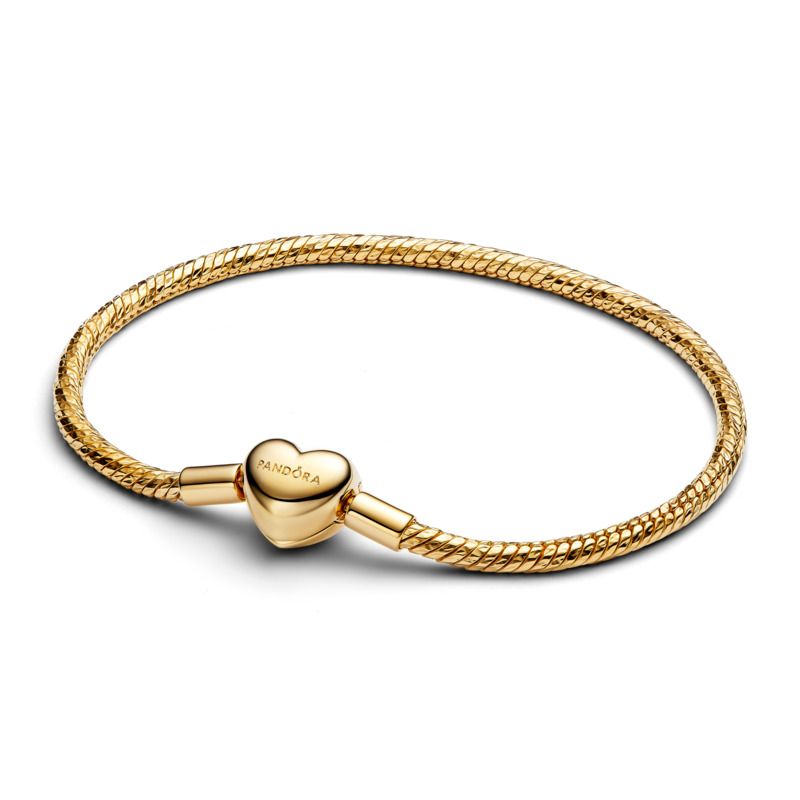 Heart Clasp Faceted Snake Chain Bracelet