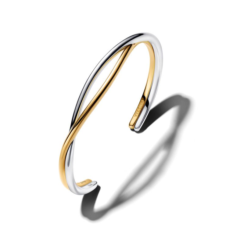 Entwined Two-Tone Open Bangle