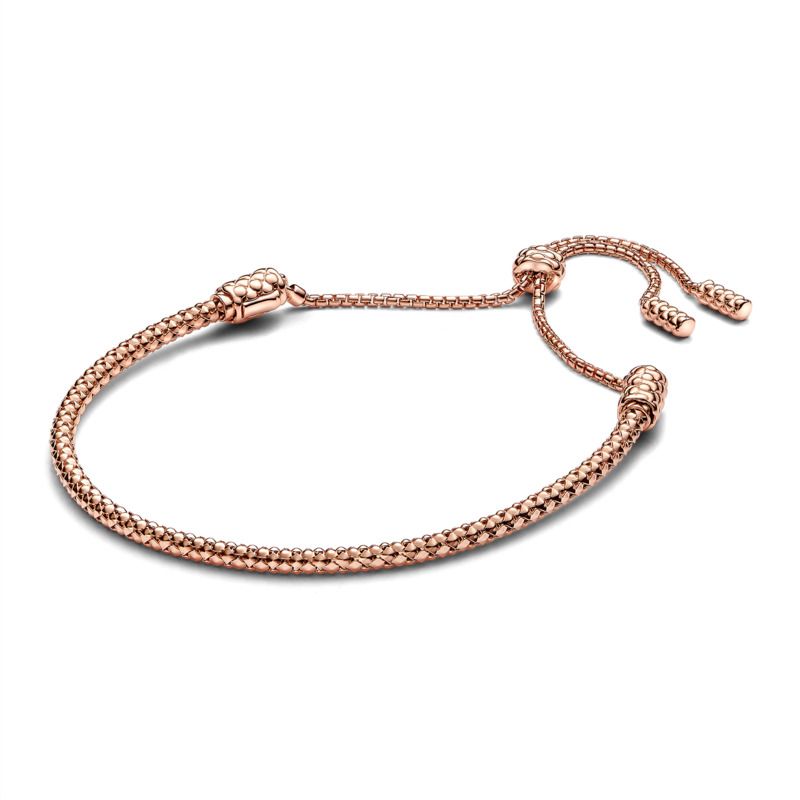 Studded Chain Slider Bracelet 14K rose gold-plated