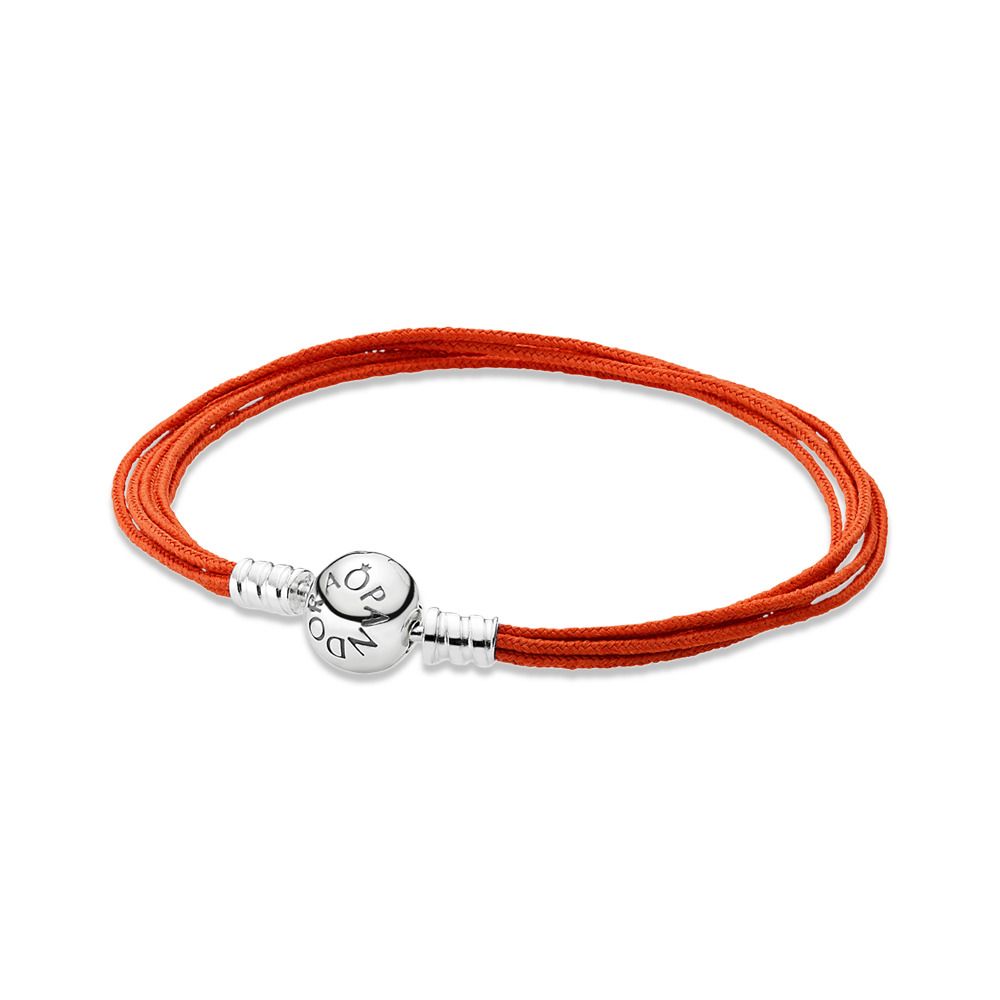 Orange fabric string bracelet, multistring, 