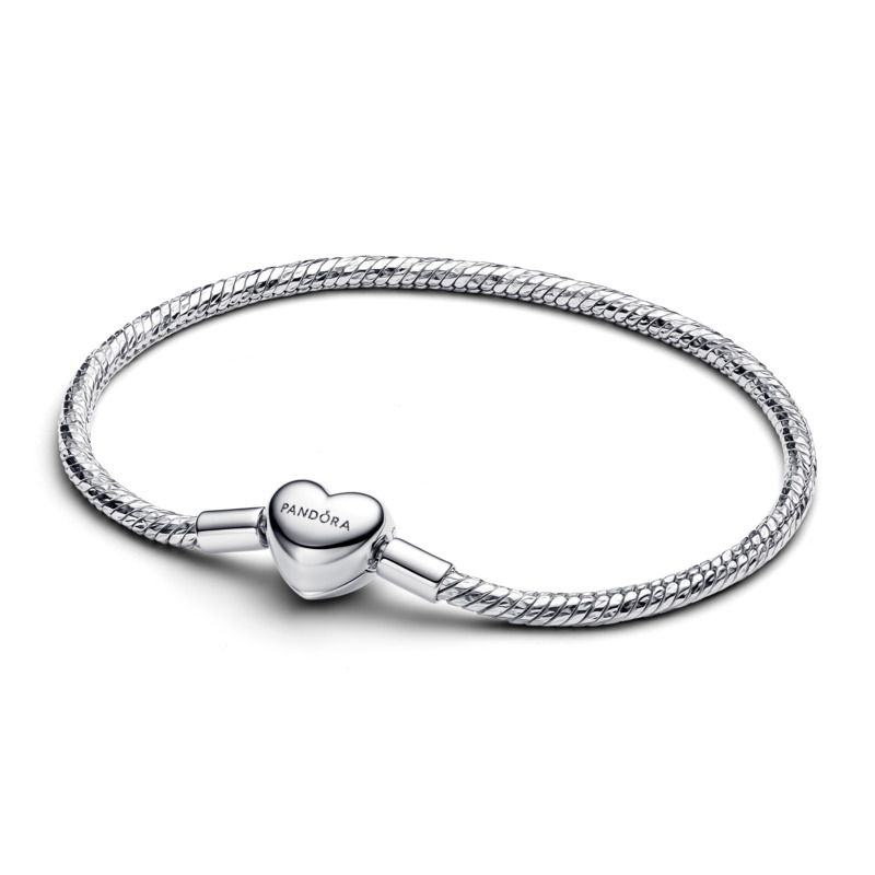 Heart Clasp Faceted Snake Chain Bracelet