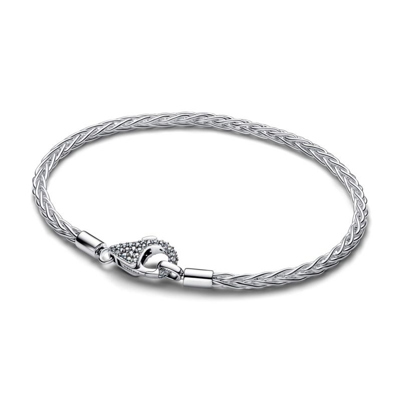 Pavé Clasp Foxtail Chain Charm Bracelet