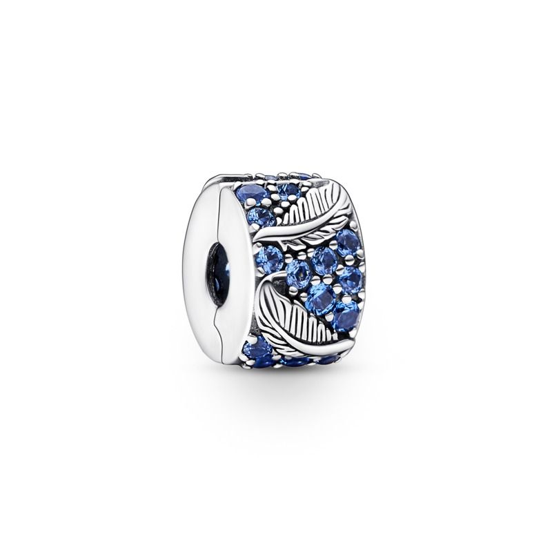 Curved Feather & Pavé Clip Charm