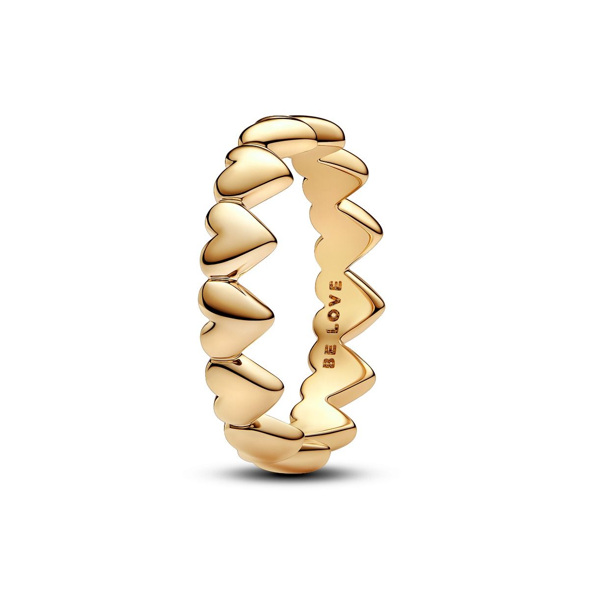 Row of Hearts Ring 14k gold-plated