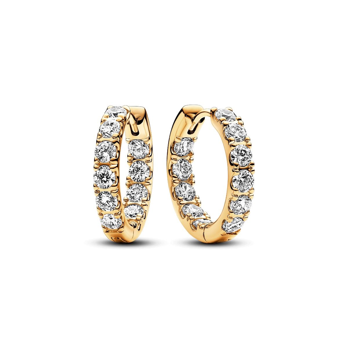  Sparkling Row Eternity Hoop Earrings 14k Gold-plated