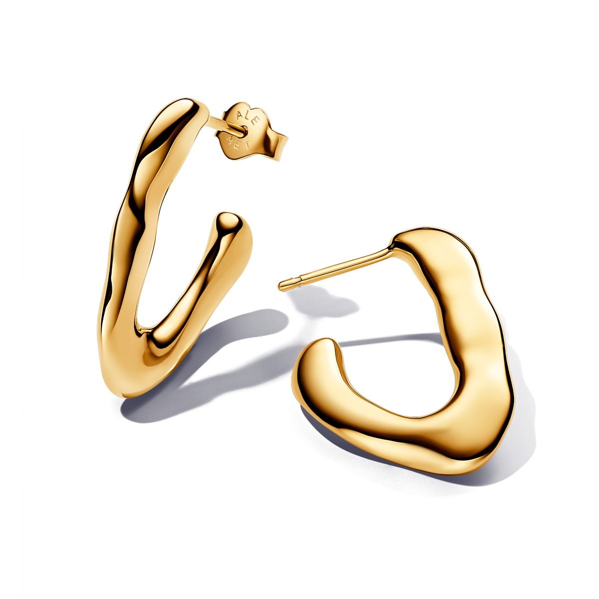 Organically V-shaped Open Hoop Earrings 14k gold-plated